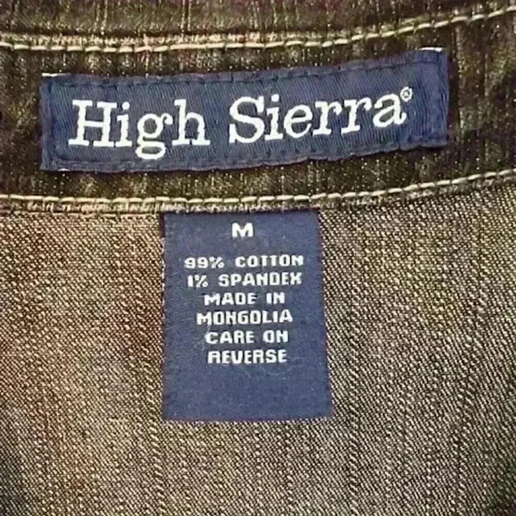 Distressed Black Denim Jacket, High Sierra, Size M - Picture 6 of 7